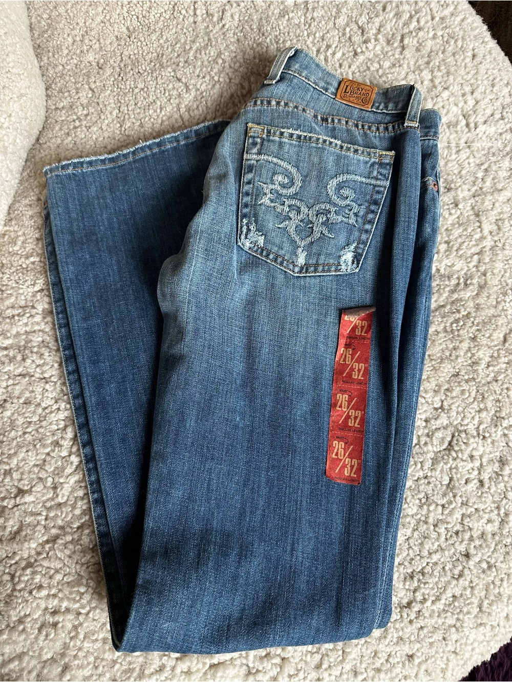 Vintage Lucky Brand Classic Rider Blue Jeans Embroidered Pockets NWT